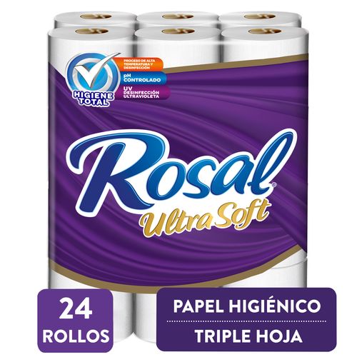Papel Higiénico Rosal Morado, Triple Hoja- 24 Rollos