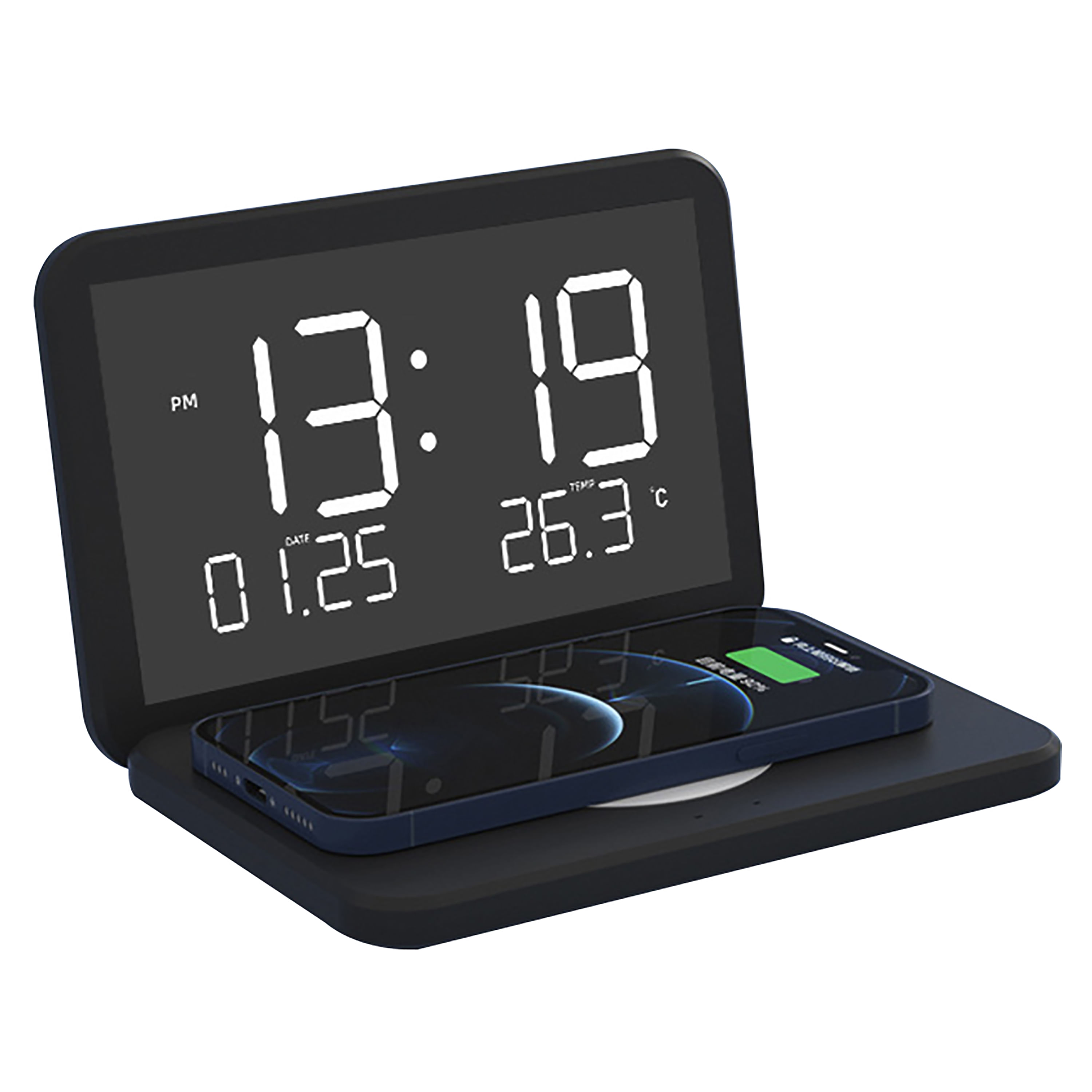 Reloj Despertador con Cargador Inalámbrico, 15W Qi Cargador