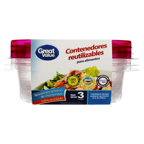 Contenedor Great Value Reutiliz Cuad 3U