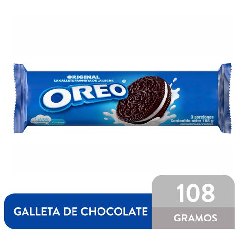 Galleta De Chocolate Oreo Rollo, Doble Galleta De Chololate Con Crema Sabor A Vainilla - 108g