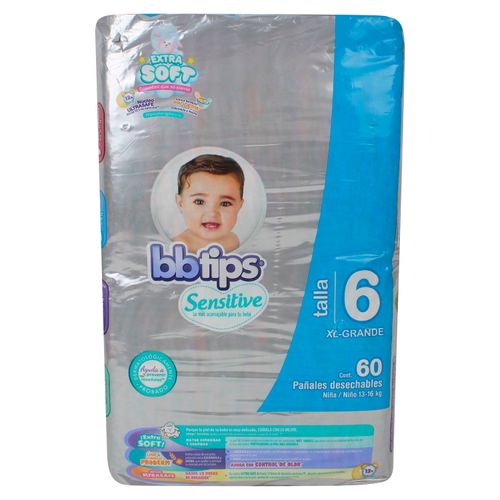 Pañal Sensitive BB Tips Talla 6 60 Unds