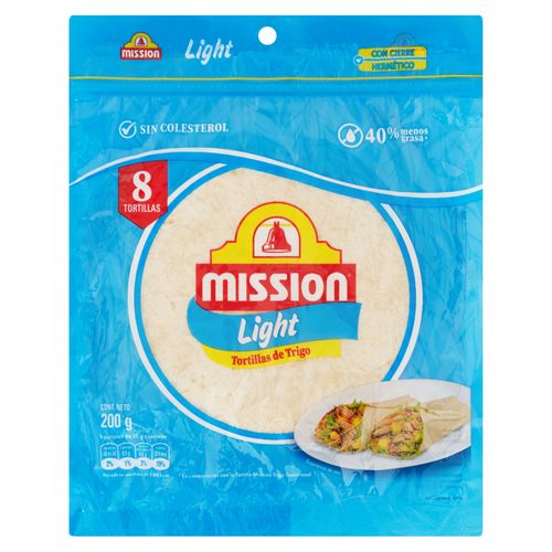 Tortilla Trigo Mision Light 8unds 200 Gr