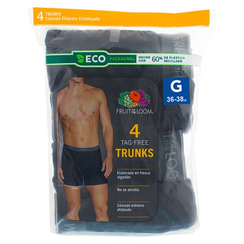 Boxer Fruit Of The Loom Ajustado Corto Color Negro 4 Pack Talla L