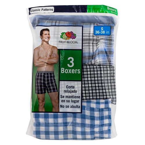 Boxer Fruit Of The Loom Tejido Plan Color Blanco 3 Pack Talla M