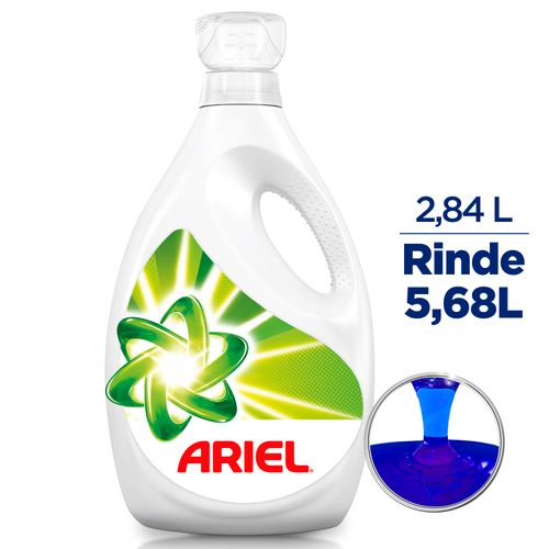 Detergente Líquido Concentrado Ariel Doble Poder Para Lavar Ropa Blanca Y De Color 2.84 L