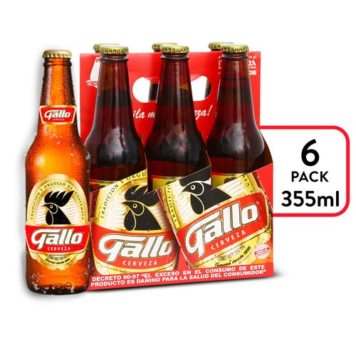 6 Pack Cerveza Gallo Botella - 355ml