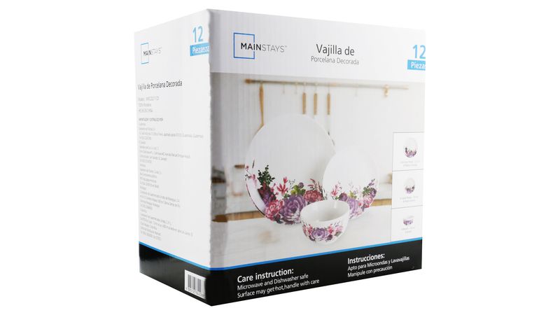 Comprar Set de Vajilla de Porcelana Mainstays Decorada 12 Piezas