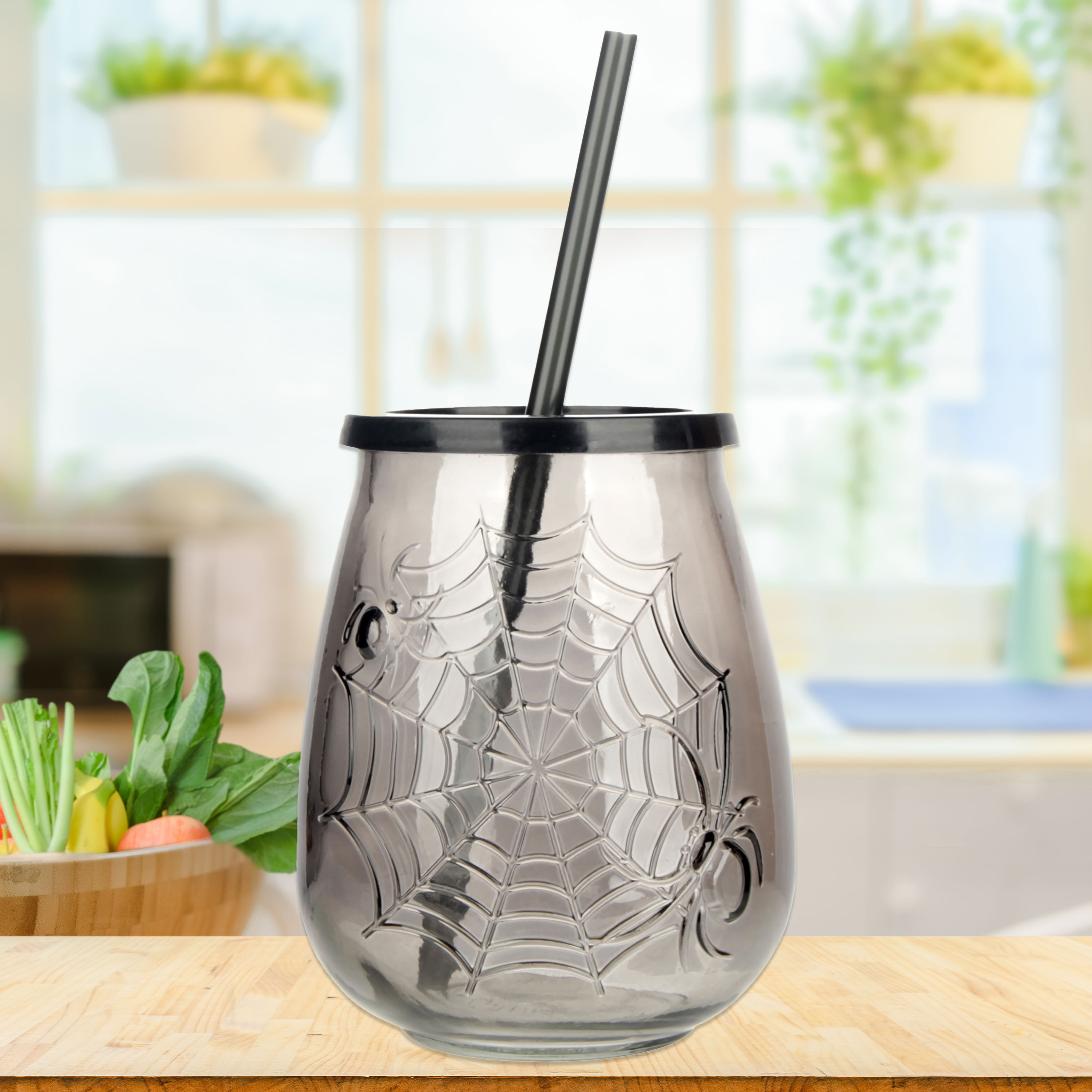 Vaso cristal con tapa para pajita – My Pretty Table