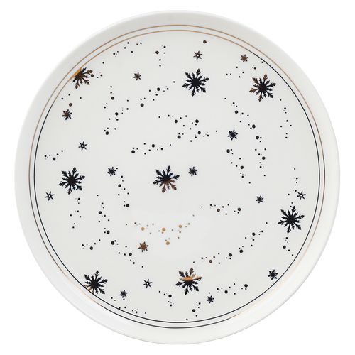 Plato Principal Holiday Time Color Blanco con Dorado