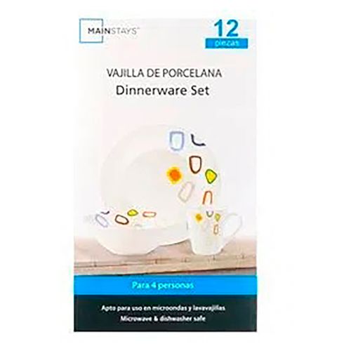 Vajilla De 12Pc Porcelana Con Diseno Mai