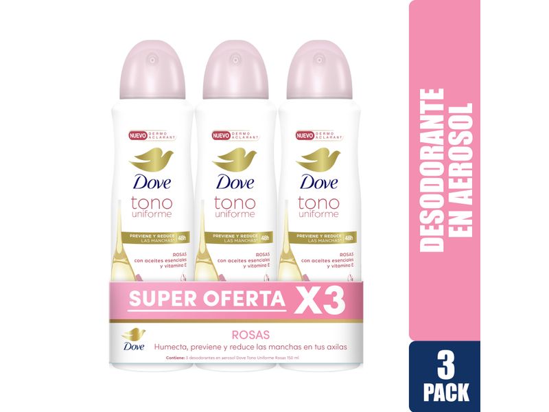 Desodorante-Dove-Dama-Tono-Uniforme-Rosas-Y-Vitamina-E-Aerosol-3-Pack-150ml-1-8503