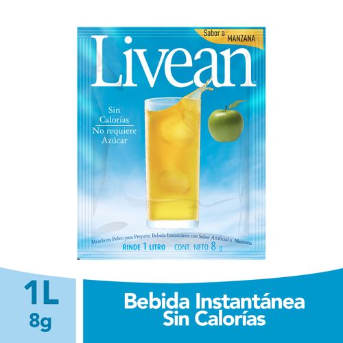 Bebida  En Polvo Instantánea  Marca Livean Sabor Manzana Verde Light - 8g