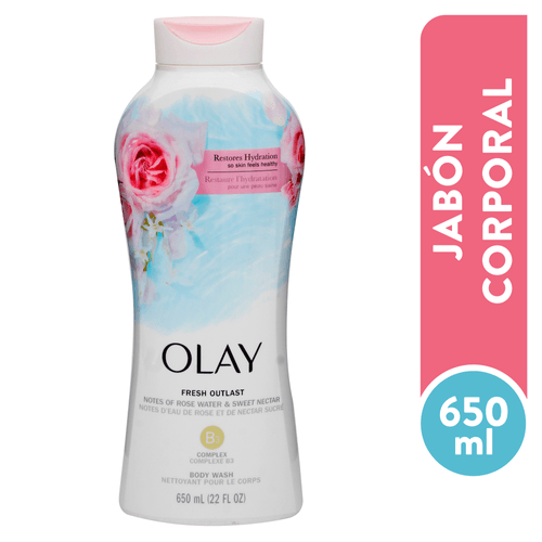 Jabón líquido Olay Fresh, Outlast Agua de Rosas y Néctar Dulce -22 fl oz