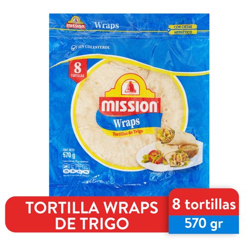 Tortilla Trigo Mision Wraps de 5 unidades 356gr