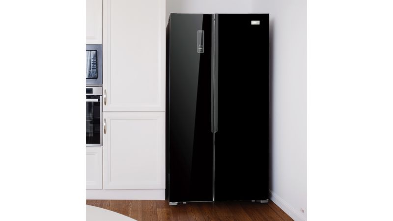 ✓ Nevera Refrigerador negra de dos puertas 8 pies cúbicos con bebedero  dispensador de agua. Mide: 56 pulgadas de alto x 21 pulgadas de…