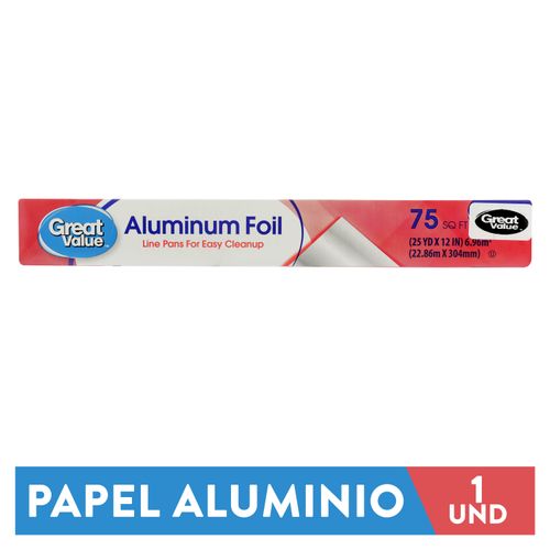 Papel Aluminio Great Value - 75 Pies 1 Unidad