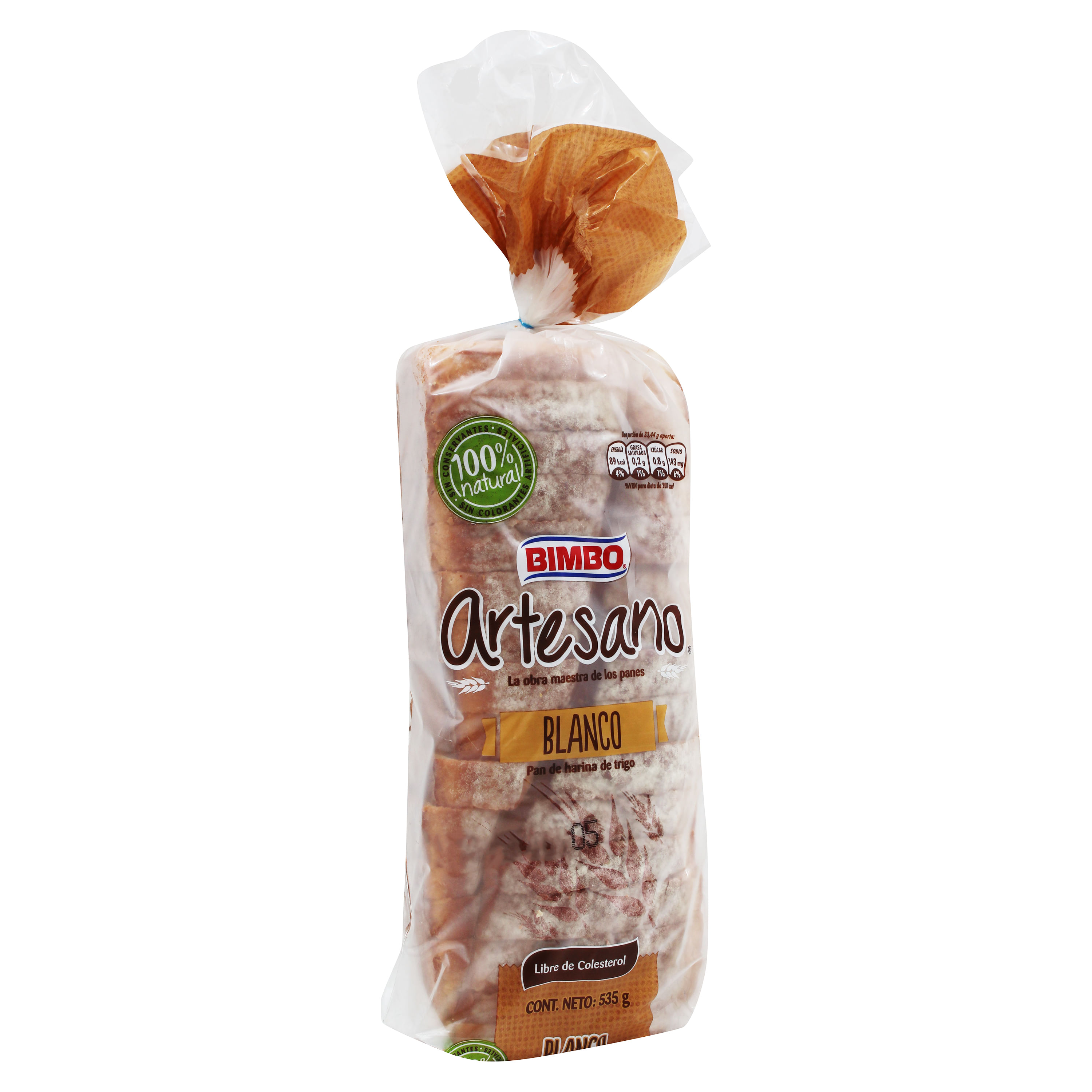 Bimbo Artesano Lactal Pan de Molde Original White Molded Sliced Bread, 500  g / 17.6 oz loaf