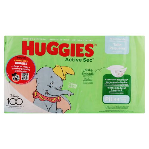 Pañales  Huggies Active Sec Etapa 1/P Recién Nacido, 3.5-6kg - 44Uds
