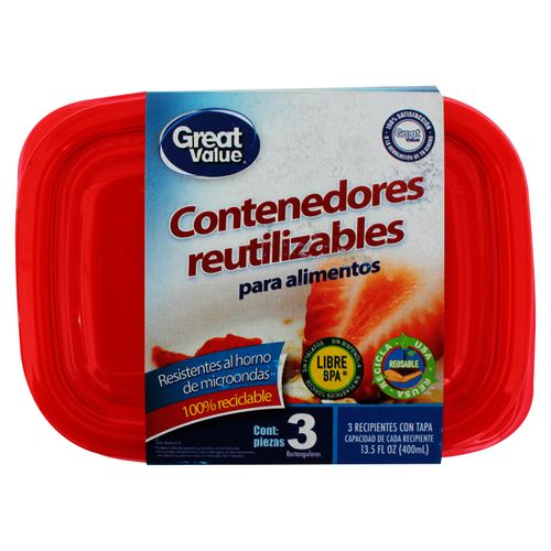 Contenedor Great Value Reutiliz Rect 3U