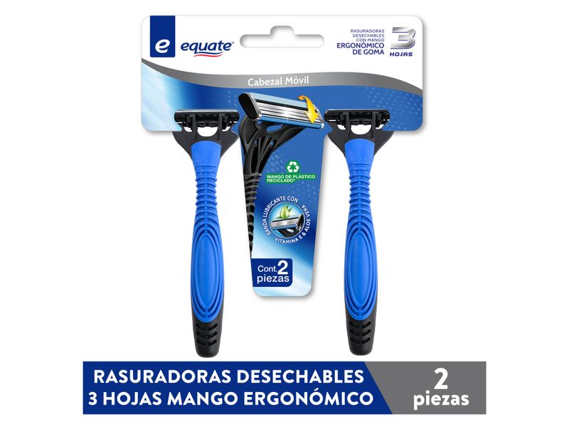 Rasuradoras-Desechables-Equate-3-Hojas-Mango-Ergon-mico-De-Goma-2Pzas-1-27269