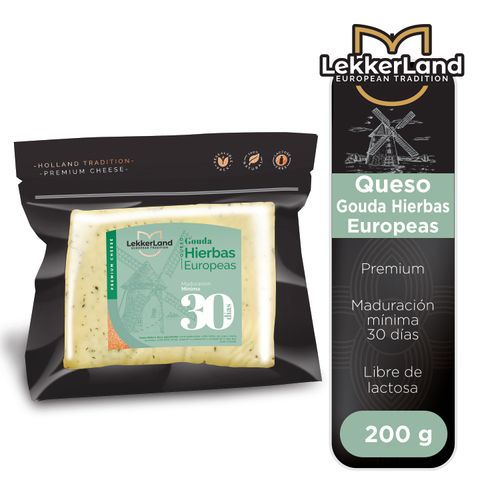 Queso Gouda Lekkerland Hierbas Europeas 200gr