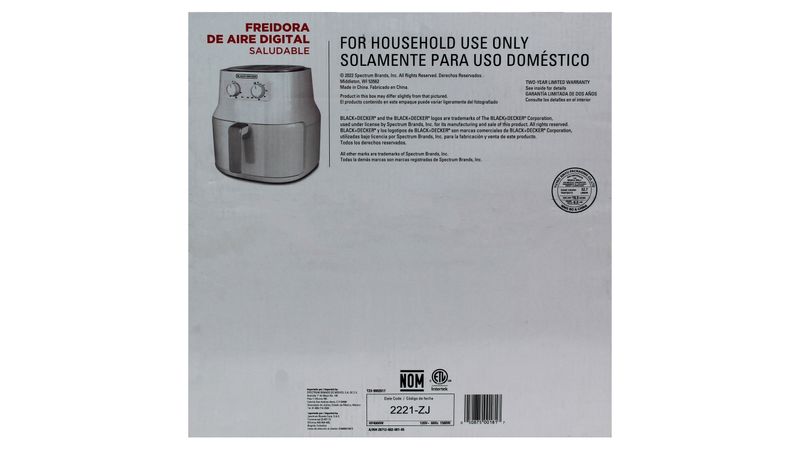 Freidora Aire Saludable BLACK & DECKER hf3003w