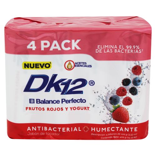 Jabón de tocador Dk12 frutos rojos y yogurt 4 pack - 400 g