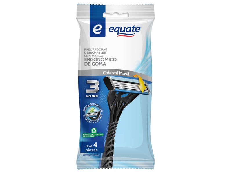 Rasuradoras-Desechables-Equate-3-Hojas-Mango-Ergon-mico-De-Goma-4Pzas-2-27270