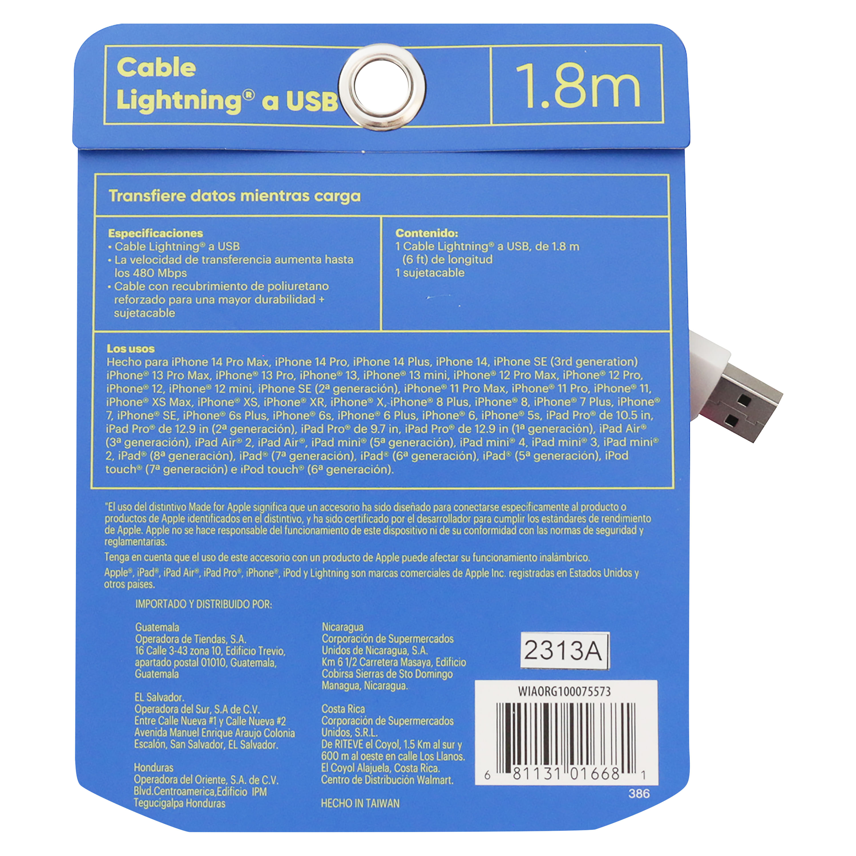 Comprar Cable Usb Onn Color Naranja Usb 1.8mt Con Luz Und Walmart