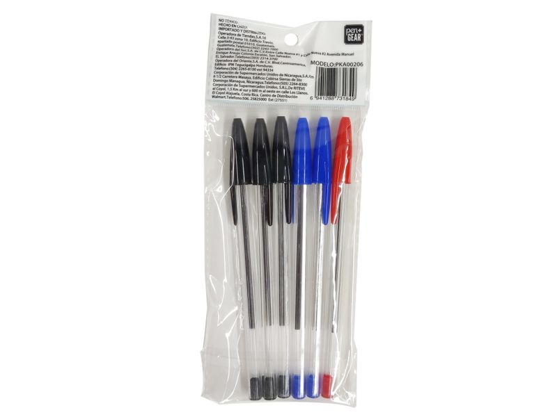 Set-de-lapiceros-Pen-Gear-Negro-azul-y-rojo-6-piezas-Modelo-PKA00206-3-19071