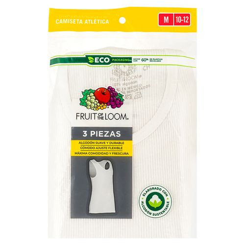 Camisa Fruit Of The Loom Atletica Color Blanco 3 Pack Talla M