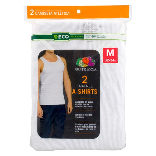 Camiseta Atletica Fruit of the Loom Color Blanca Tallas T-M