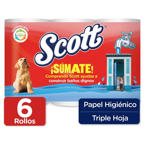 Papel Higiénico Scott Cuidado Completo Triple Hoja -  6 Rollos