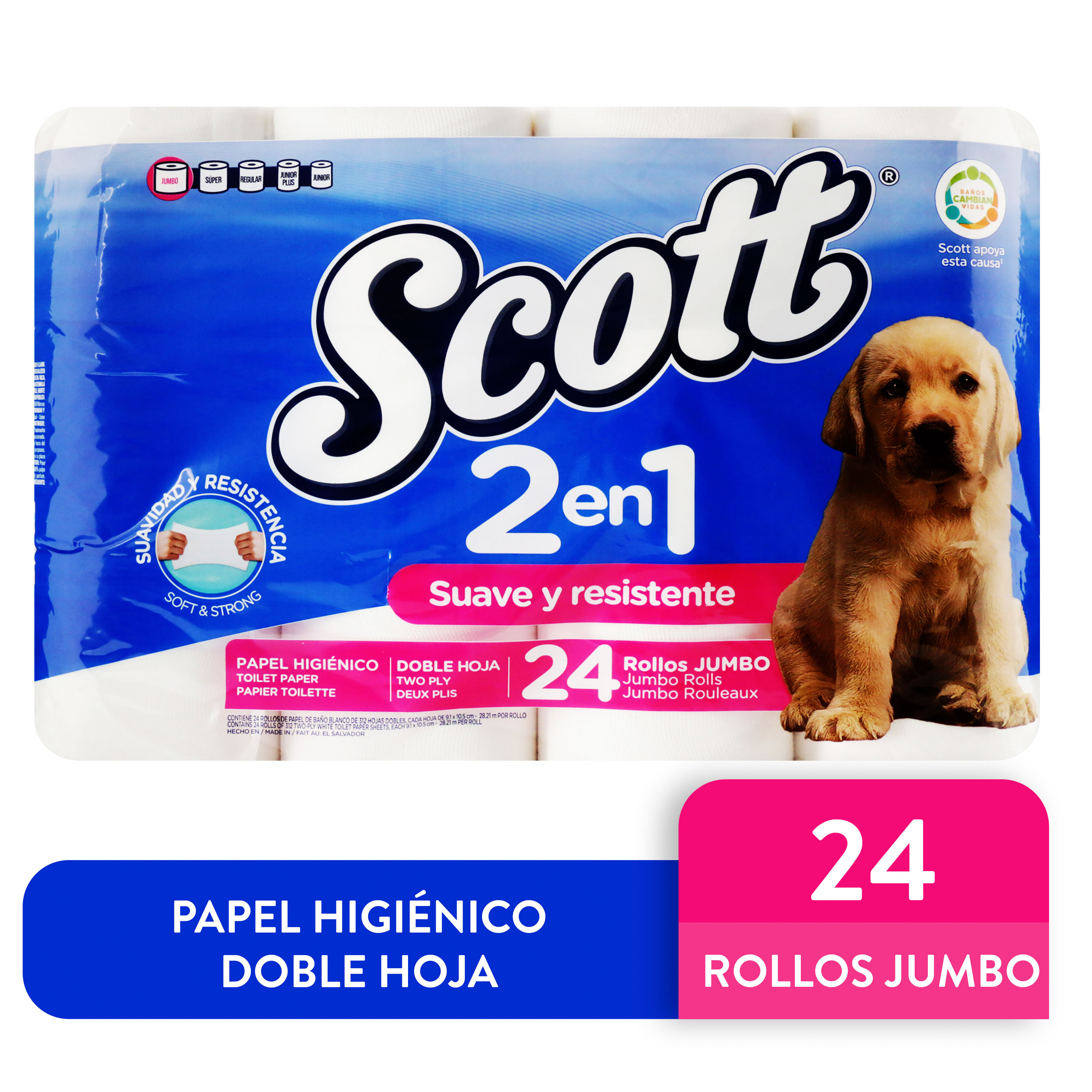 Comprar Papel Higiénico Scott 2EN1 Doble Hoja - 24 Rollos