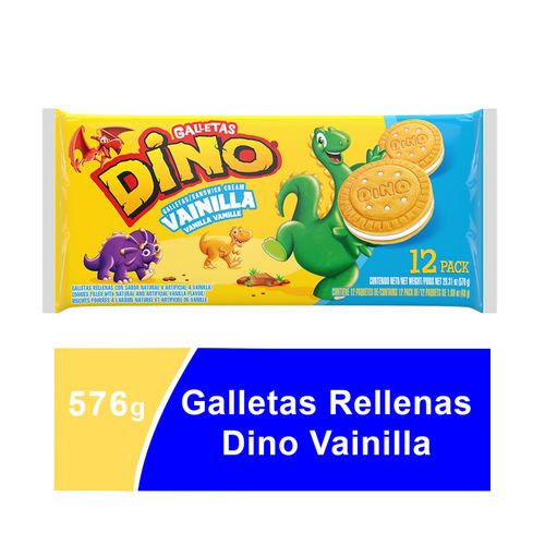 Galleta Rellena Dino Vainilla 12U - 576gr