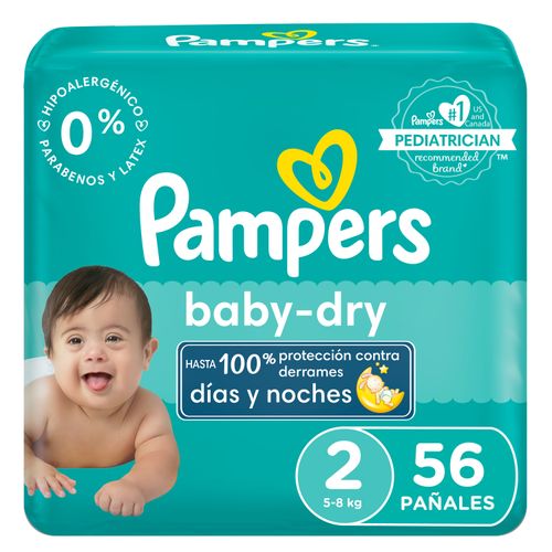 Pañales Pampers Baby-Dry Talla 2, 5-kg - 56Uds