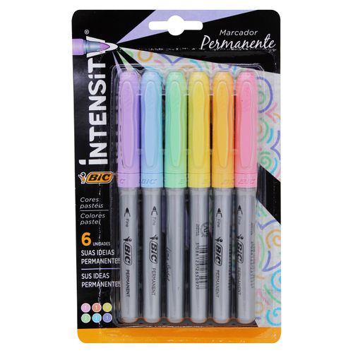 Marcador Bic Permanente Colores Pasteles - 6unidades