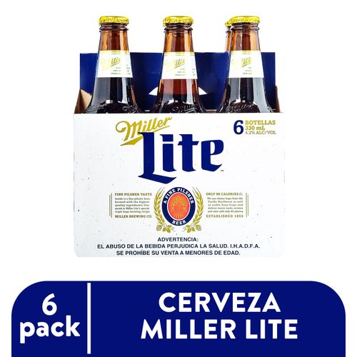 6 Pack Cerveza Miller Lite Botella - 2130Ml