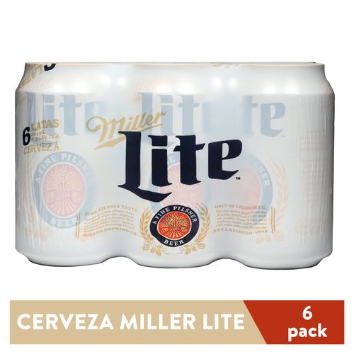 6 Pack Cerveza Miller Lite Lata - 354Ml