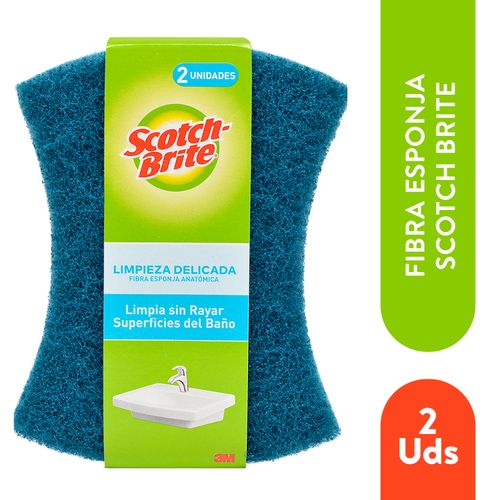 ESPONJA SCOTCH BRITE AZUL DOBLE USO NO RAYAS BAÑOS - 2Uds
