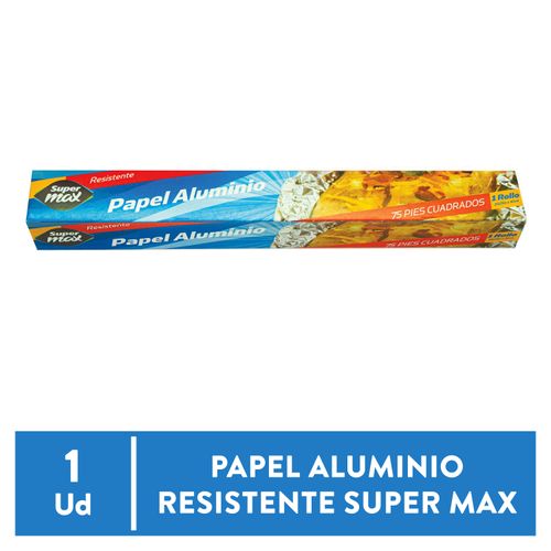 Papel Aluminio Supermax Rollo 1 Unidad -75 Pies