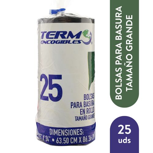Bolsa Basura Termo-Rollo Grande (25X34) Negra -25U