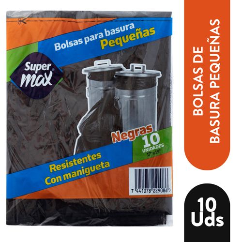 Bolsa Para Basura Supermax Color Negra Gabacha Pequena- 10 Unidades