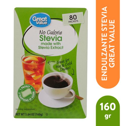 Endulzante Great Value Stevia 80 Uds - 160 g