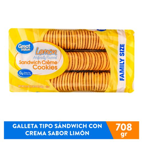 Galleta Great Value De Limon Rellena Con Crema- 708gr