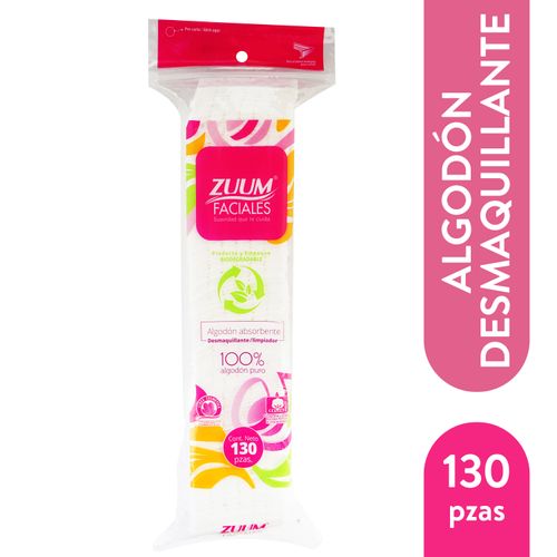 Algodon Zuum Facial Cuadrado - 130 Unidades