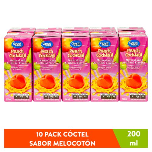 10Pack Jugo Great Value Melocotón 2000ml