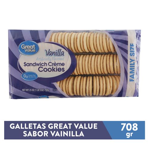 Galleta Great Value De Vanilla Rellena Con Crema -708gr