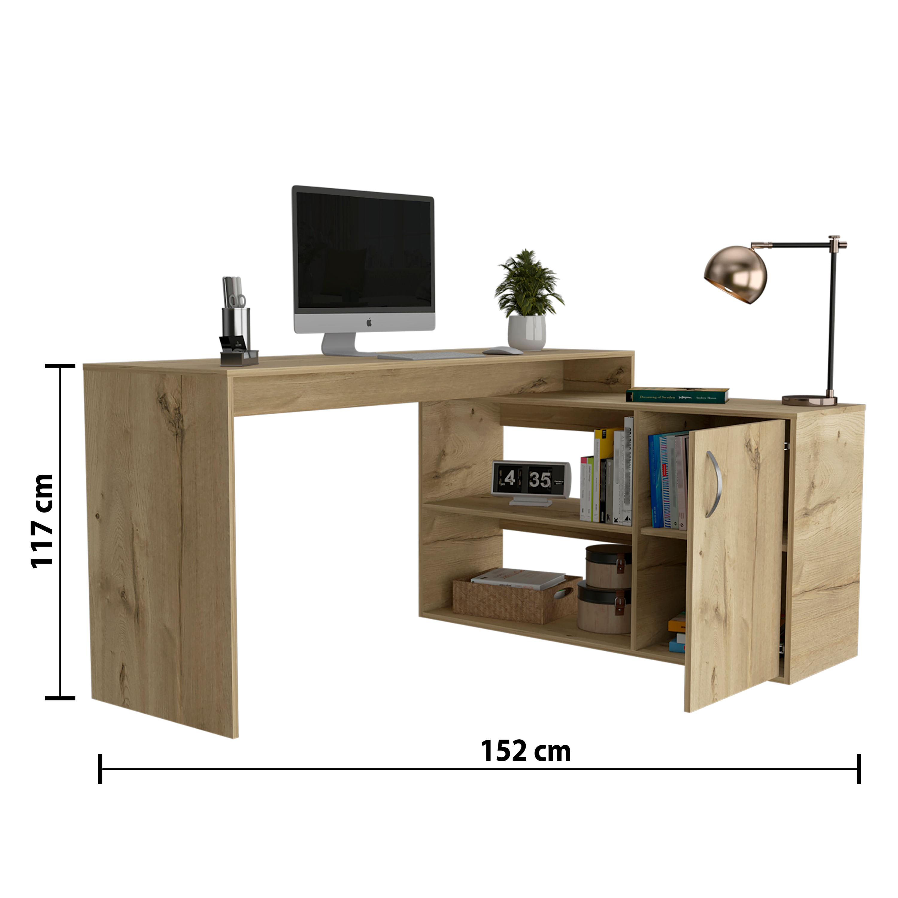 Escritorio blanco en forma de L de 61 pulgadas, escritorio ergonómico -  VIRTUAL MUEBLES