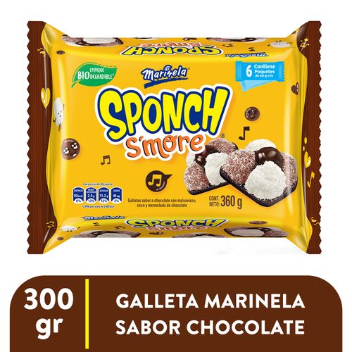 8 Pack Galleta Sponch Marinela Sabor A Chocolate - 360gr